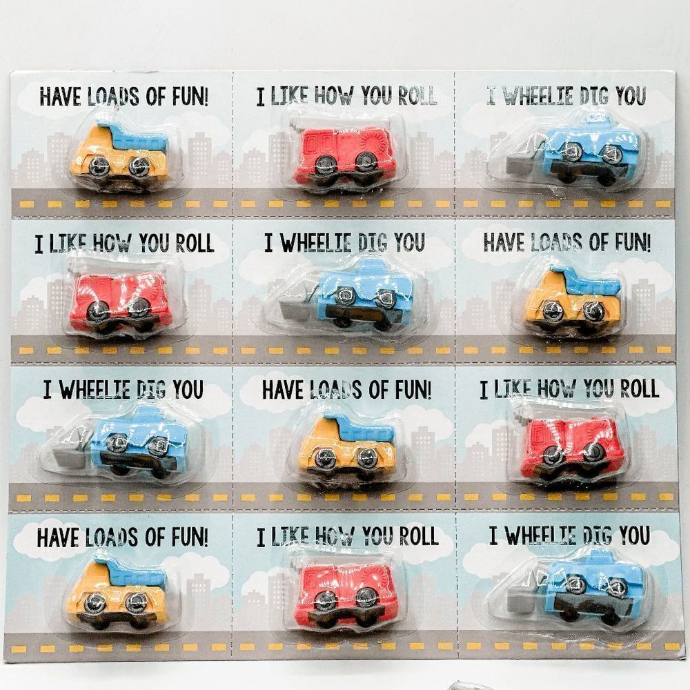Sheffield Home 12 Truck Themed Valentines with Erasers